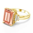 thumbnail image 3 of Gem Stone King 18K Yellow Gold Plated Silver Peach Nano Morganite Ring for Women (6.60 Cttw, Gemstone October Birthstone, Emerald Cut 14X10MM, Available in Size 5, 6, 7, 8, 9), 3 of 5