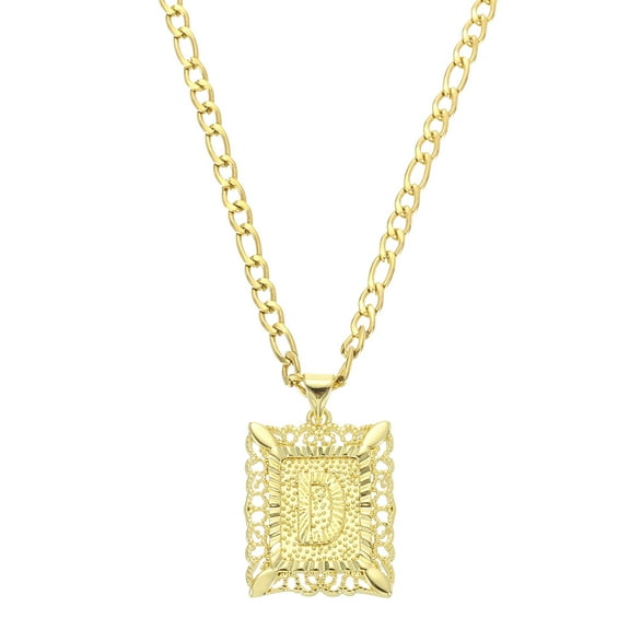 Uxcell 20" Initial Letter Pendant Necklace for Men Women, Capital Alphabet D, Gold