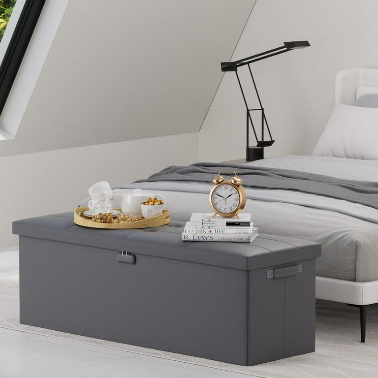 Storage Ottoman Bench, Fireproof＆Waterproof Folding Bench with