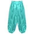 thumbnail image 2 of Xnihocha Kids Girls Satin Belly Dance Pants Wide Leg Bloomers Trousers Arab Princess Party Performance Pants Light Green 6, 2 of 5