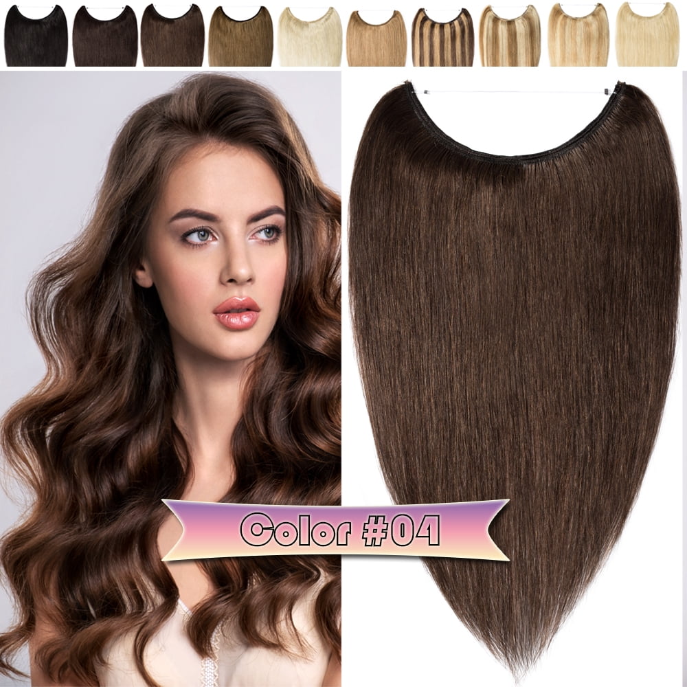 Benehair Human Hair Extensions Wire In Headband Hiddien Secret No Clip Weft One Piece Remy Hair Straight Women Brown