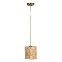 Bloomingville 100 Watt Bamboo Organic Shaped Pendant Lamp with Printed Pattern, Multicolor