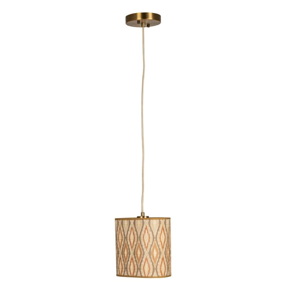 Bloomingville 100 Watt Bamboo Organic Shaped Pendant Lamp with Printed Pattern, Multicolor