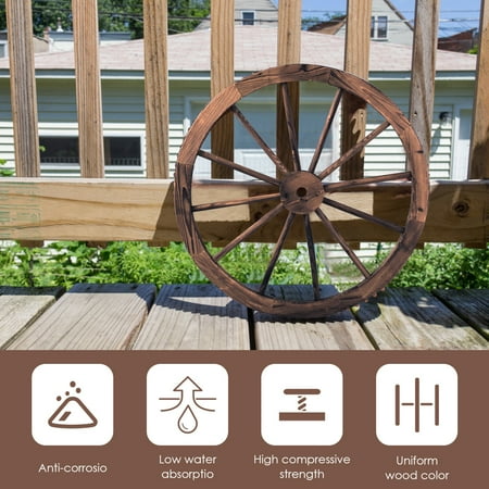 Costway Set Of 2 30 In Decorative Vintage Wood Garden Wagon Wheel