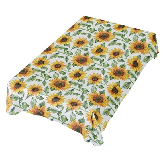 JSTEL Sunflowers Watercolour Table Cloth Rectangle 54 x 72 Inch Tablecloth Anti Wrinkle Table Cover for Dining Kitchen Parties