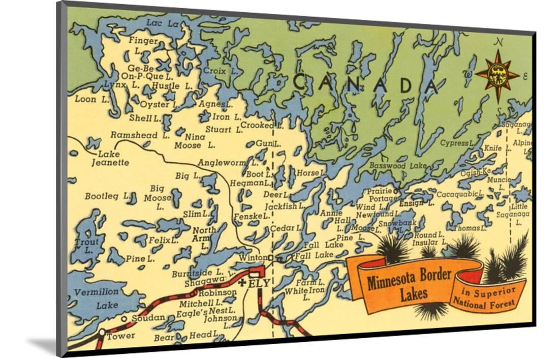 Map of Minnesota Border Lakes Picket Fixed Print Wall Artwork photo regarding Printable Map of Minnesota identify Map of Minnesota Border Lakes Wooden Preset Print Wall Artwork