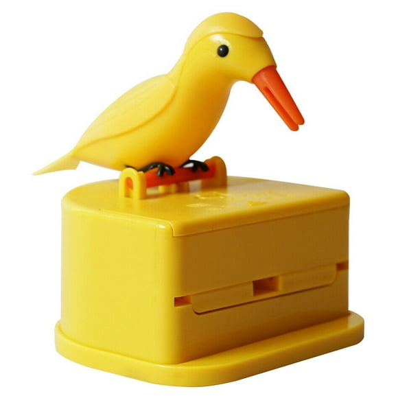 Toystoory 1 Uds caja de palillos de caja de almacenamiento de palillos dispensador automático forma de pájaro soporte de plástico ABS para el Mostrada pájaro amarillo espalda amarilla Toystoory HA003029-01B
