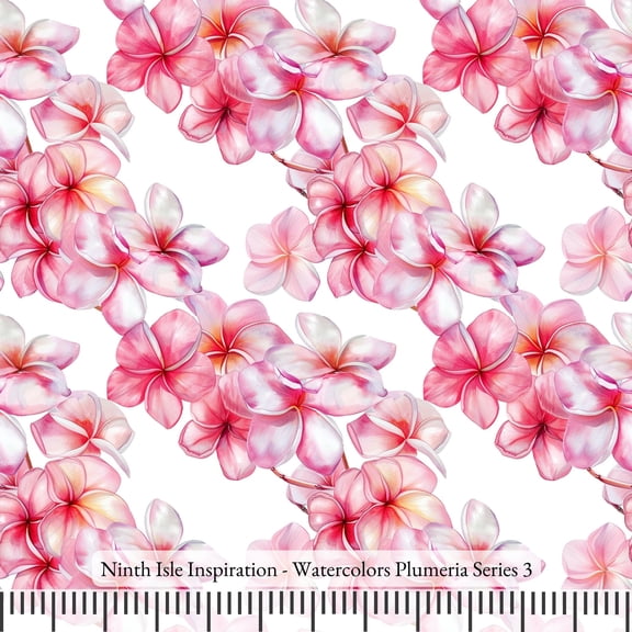 Ninth Isle Inspiration - Watercolors Plumeria Series - 100% Rayon Fabric By The Yard (Series3, Swatch(11"x11"))