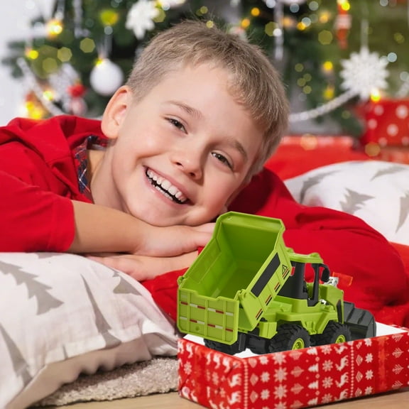 LanSuare Construction Truck Toys, Plastic Engineering Bulldozer with Load Containers, Outdoor Sandbox Car Toy, Birthday Gift for 3 4 5 Year Old Little one, Green
