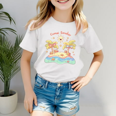 Kids Girls T Shirts Summer Short Sleeve Shirt For Girls Oversized Girls Summer Outfits Kids Clothes Girls 7-8 Years Cute Girl Clothing