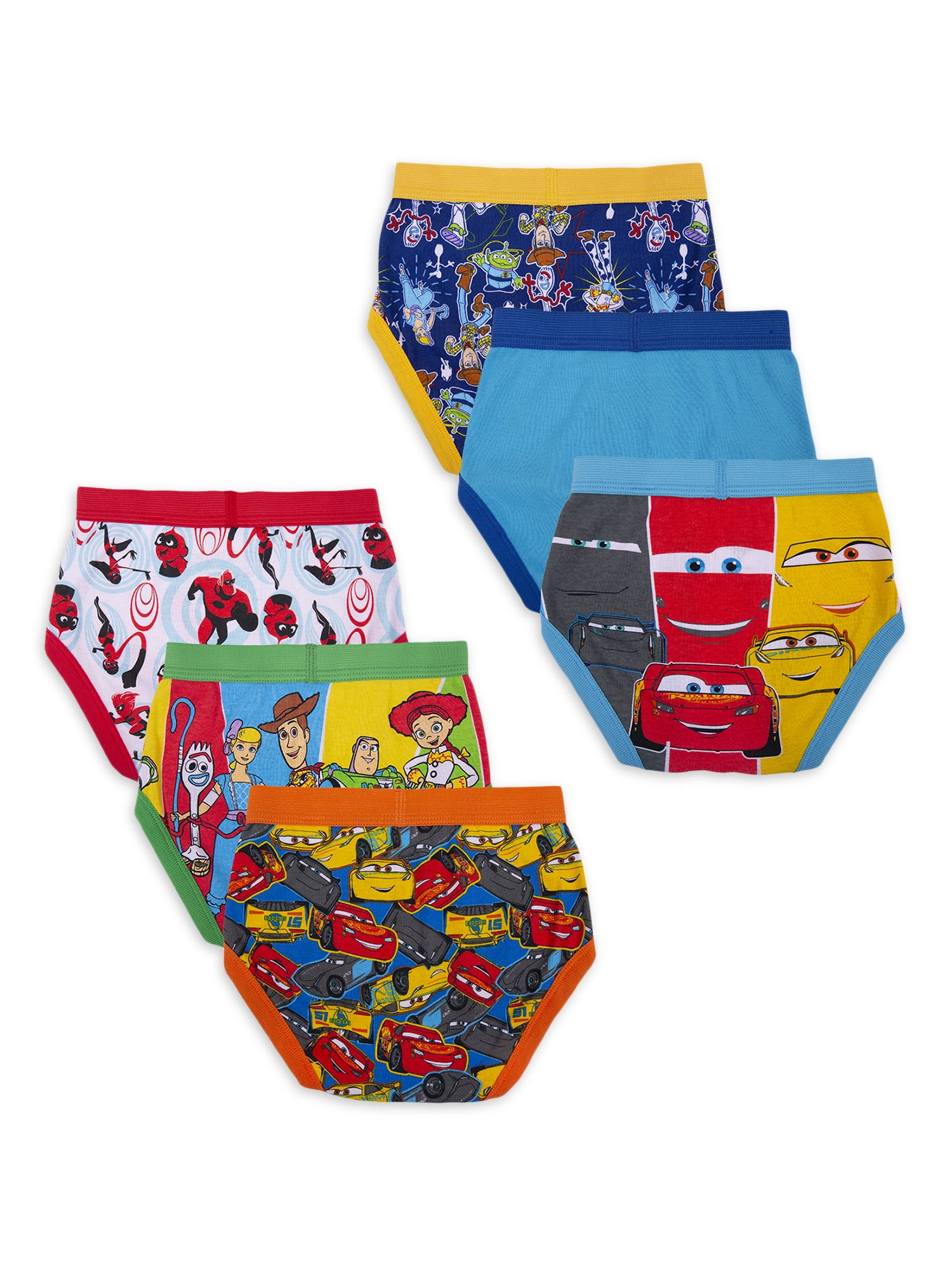 7 Toddler Boys Briefs 4T Multi Character Dixney Pixar 100% Cotton NIP