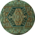 thumbnail image 1 of Ahgly Company Machine Washable Indoor Round Persian Turquoise Blue Traditional Area Rugs, 3' Round, 1 of 4