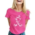 thumbnail image 2 of Lroveb Breast Cancer Awareness Shirts for Women Plus Size Elegant Casual Printed Short Sleeve V Neck T Shirt Tops Pink Ribbon Graphic Tees Red, 2 of 5