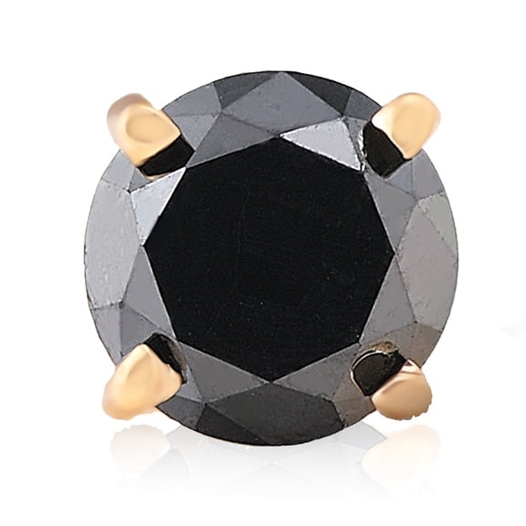 Pompeii 3/4ct Black Diamond Single Stud Earring 14K Yellow Gold (Black,I2)