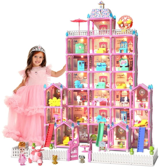 Casa de muñecas KLADNDER de 7 pisos y 29 habitaciones enormes para niñas con accesorios