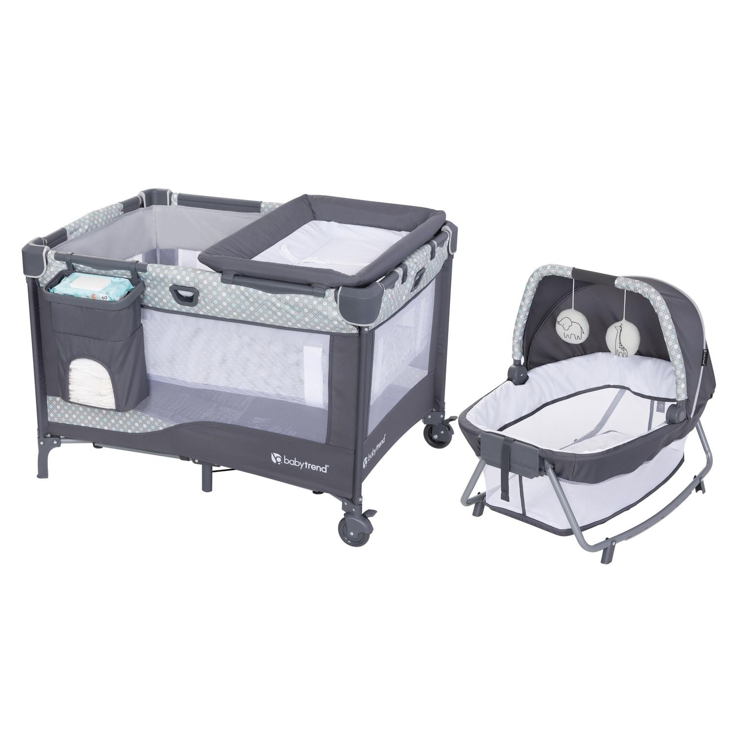 Baby Trend Nursery Den Playard with Rocking Snooze Pod & Flip Over Changer - Use from Birth up to 30 lbs. or 35"