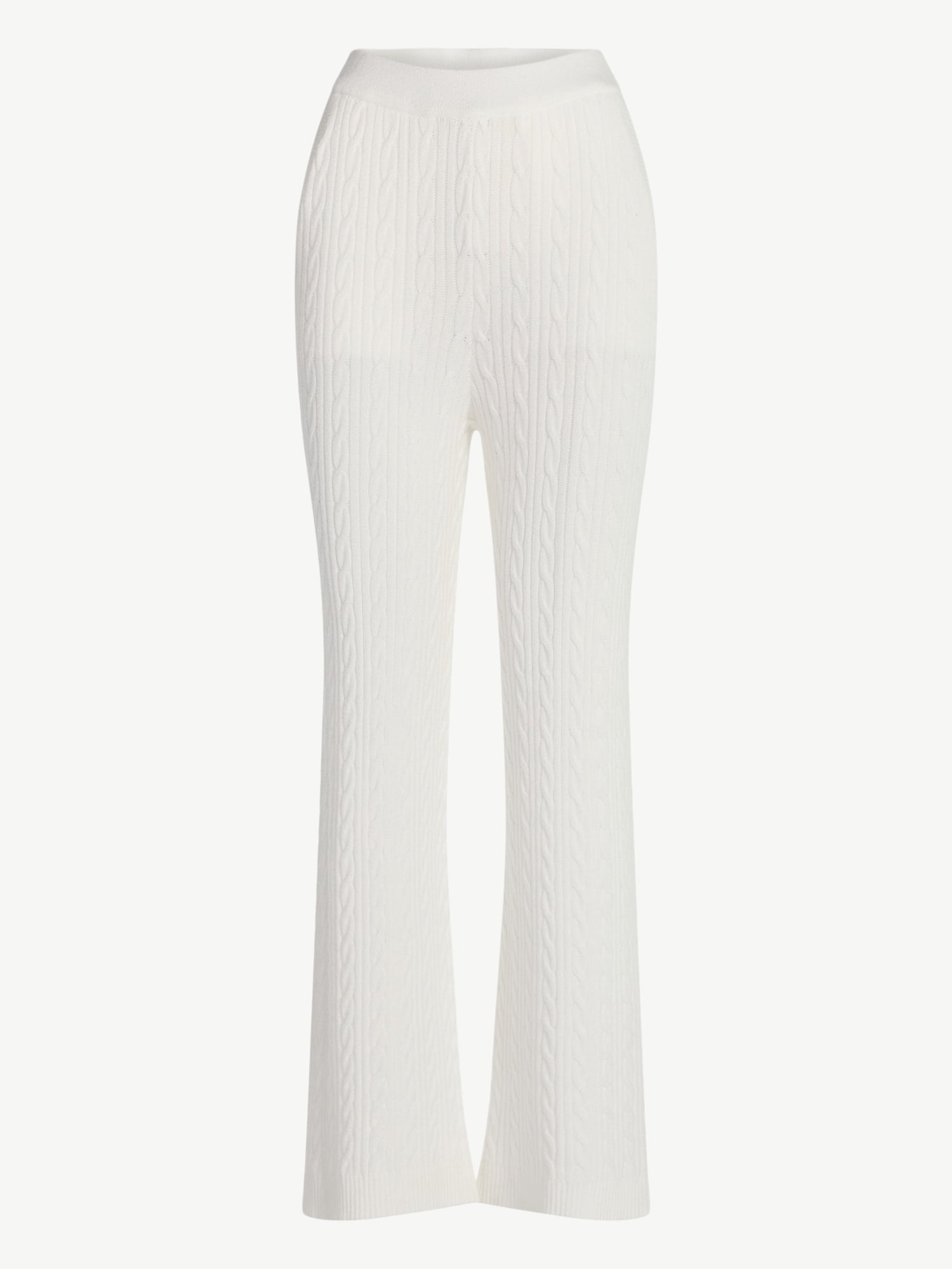 Free Assembly Women's Cozy Yarn Wide Leg Cable Knit Sweater Pants, Size XS-XXL