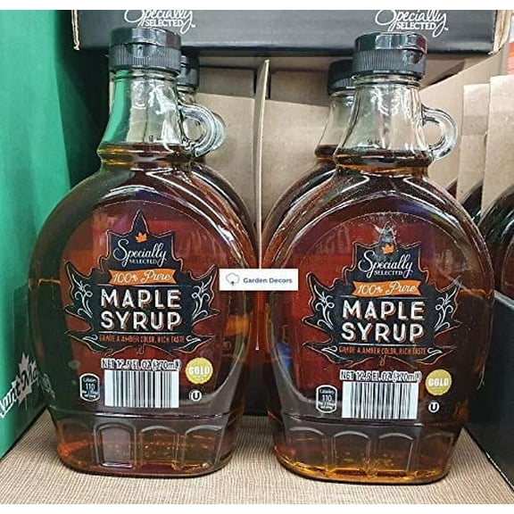 Specially Selected 100% Pure Maple Syrup Grade A Amber Color, Rich Taste 12.5fl oz 370ml (2 Bottles)