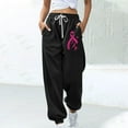 thumbnail image 2 of CFLVAEK Breast Cancer Awareness Sweatpants for Women Casual Drawstring High Waist Gift Pants for Breast Cancer Survivor Comfy Cinch Bottom Baggy Sweat Pant Black XL, 2 of 5