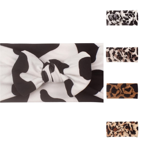 VOUZZA Cheetah Print Newborn Infant Baby Girls Leopard Print Headbands Wide Band Seamless Bow Ins Style For Baby Daily Wear Baby Gear