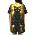 thumbnail image 6 of Fuzoiu Tree Meditating Raccoon Print Women's Short-Sleeved Pajama Set,Lounge Sleepwear Set,Womens Pajama Sets 2 Piece,Button-Up Top and Shorts with Pockets-4X-Large, 6 of 7