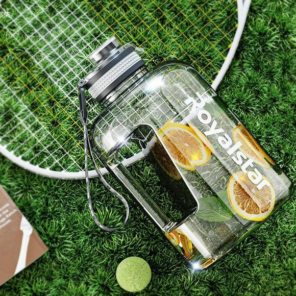 Jarra de agua de plástico de gran capacidad, vaso deportivo grande, diseño a prueba de fugas, asa duradera, para actividades al aire libre, hidratación portátil, cubo divertido, listo para