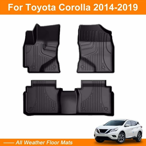 IKABEVEM Car Floor Mats For Toyota Corolla 2014-2019 All Weather TPE Rubber Floor Liners Protection