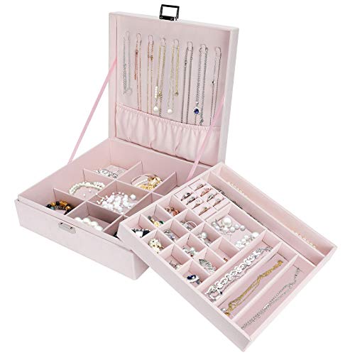 ProCase Jewelry Box Organizer for Women Girls, Two Layer Jewelry Display Storage Holder Case for