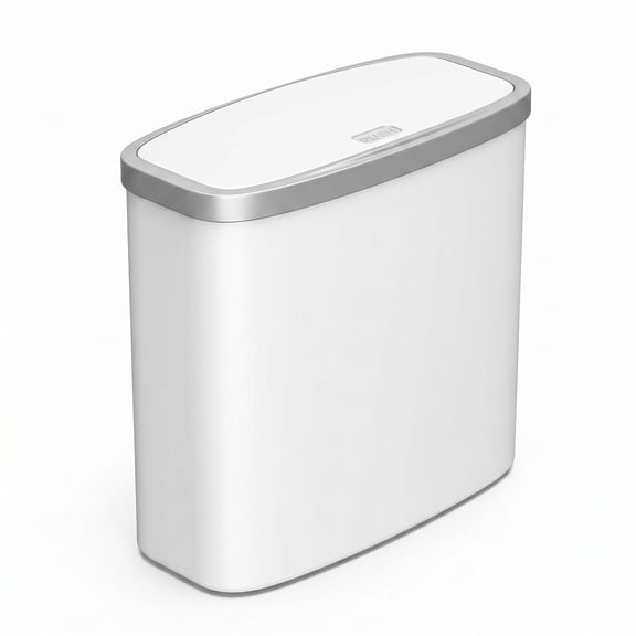Skinny Trash Can, Thin Trash Can with Lid, Lightweight Waste Bin for Tight Spaces, Bathroom Trash Can, 10L Waterproof Plastic Narrow Trash Bin, 10.83 in × 5.51 in × 10.83 in