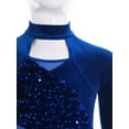 thumbnail image 5 of TiaoBug Kids Girls' Velvet Patchwork Competition Wear Figure Ice Skating Dress Dance Skirted Leotard Blue 14, 5 of 7