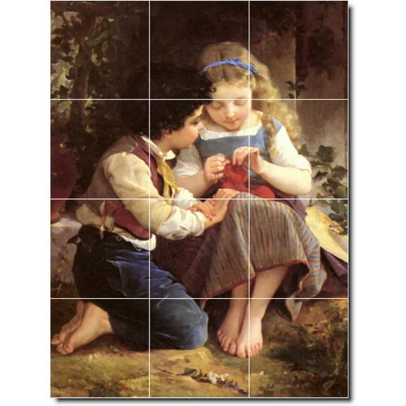 Ceramic Tile Mural-Emile Munier Mother Child Painting 9. 12.75" w x 17" h using (12) 4.25 x 4.25 ceramic tiles