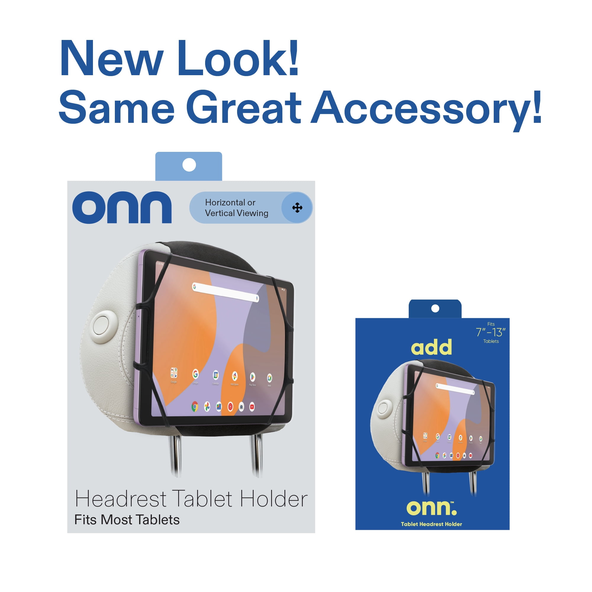 onn Headrest Tablet Holder, Fits Most 7 - 13" Tablets - Black