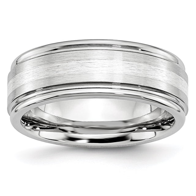 Bague de Mariage en Cobalt 925 avec Incrustation d'Argent Sterling 8mm pour Papa Homme