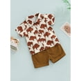 thumbnail image 3 of Qmyliery Kids Boys Shorts Set, Short Sleeve Cow/Cow Head Print Shirt with Shorts Summer Outfit, 3 of 9