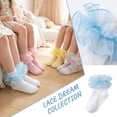 thumbnail image 4 of CHCNHAC Girls Ruffle Lace Socks 2 Pairs Light Blue, Toddler Frilly Princess Socks, Soft Cotton Ankle Socks for Kids, Cute Gift for Party Daily Wear, 4 of 6