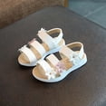 thumbnail image 6 of hengsof Girls Spring Summer Flower Open Toe Sandals Kids Fashion Versatile Ankle Strap Soft Sole Flats Casual Beach Footwear, 6 of 6