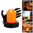 thumbnail image 2 of Halloween LED Candle Light With Glowing Skeleton Hand Battery Powered Flameless Tea Lights For Party (Includes 3 LR130 Button Batteries), 2 of 9