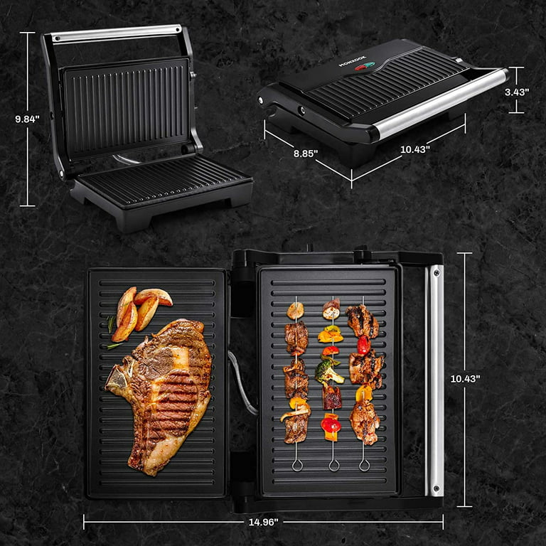 Chefman 6 in. Portable Black Compact Grill, Panini Press, Indoor