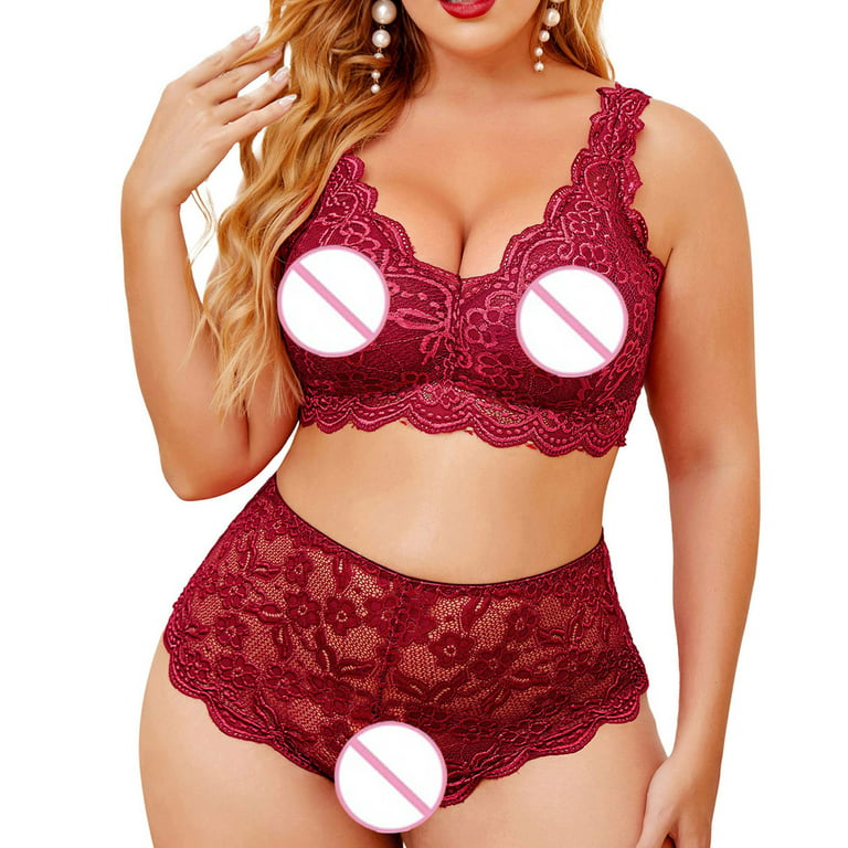 Vedolay Lace Bra And Panty Set Plus Size 2 Piece Lingerie for