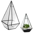 thumbnail image 3 of Pyramid Glass Geometric Terrarium Box Tabletop Planter Gift Black, 3 of 9