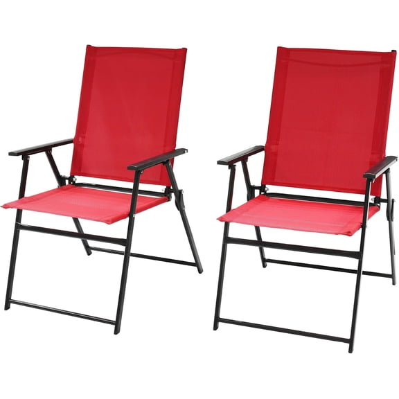 QHTER Patio Folding Chairs, Outdoor Portable Dining Chairs for Lawn Garden and Porch,Set of 2 - Cherry