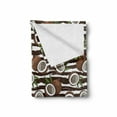 thumbnail image 2 of Tropical Soft Flannel Fleece Blanket, Coconut Palm Tree Exotic Climates Beach Ocean Island Jungle Rainforest, Cozy Plush for Indoor and Outdoor Use, 70" x 90", Dark Brown Green White, by Ambesonne, 2 of 6