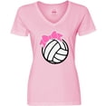 thumbnail image 3 of Inktastic Volleyball with Pink Bow Women's V-Neck T-Shirt, 3 of 5
