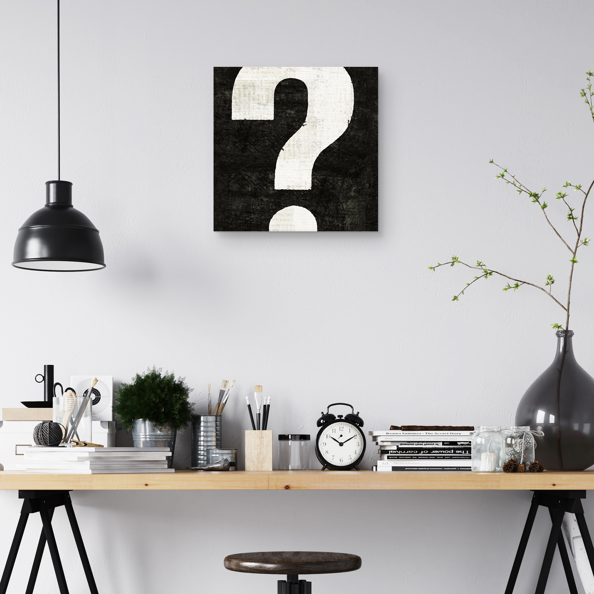 Punctuated Black Square VIII by Michael Mullan Canvas Art Print