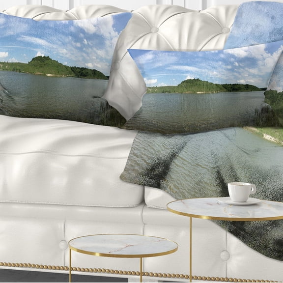 Designart 12" x 20" Blue Polyester Throw Pillow
