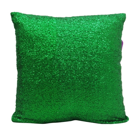 Yuga Decorative Shiny Metallic Green Sequin Glitter Pillow Cover Throw Cushion Case 12 X 12 Inches