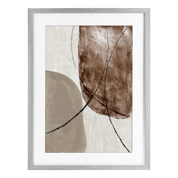 Stupell Industries Contemporary Taupe & Brown Abstract Gray Framed Print Under Glass, 17 x 23, by Merri Pattinian