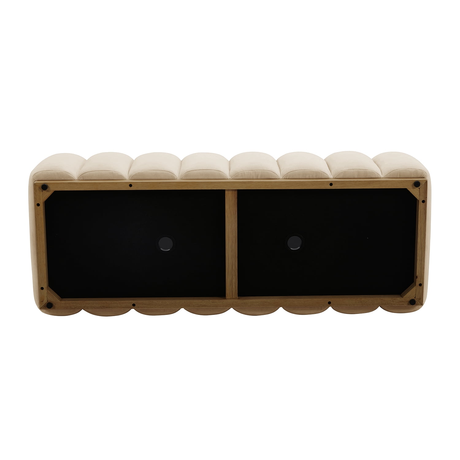 Better Homes & Gardens Lillian Channel Tufted Storage Bench, 47.24 in, Beige Velvet