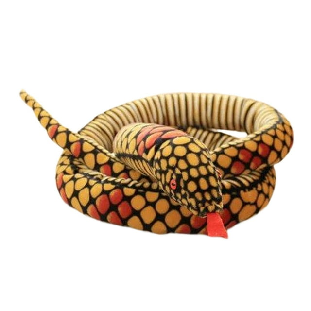 Serpiente de peluche grande, juguete realista de serpiente, 1,6 m, educativo, falso Amarillo