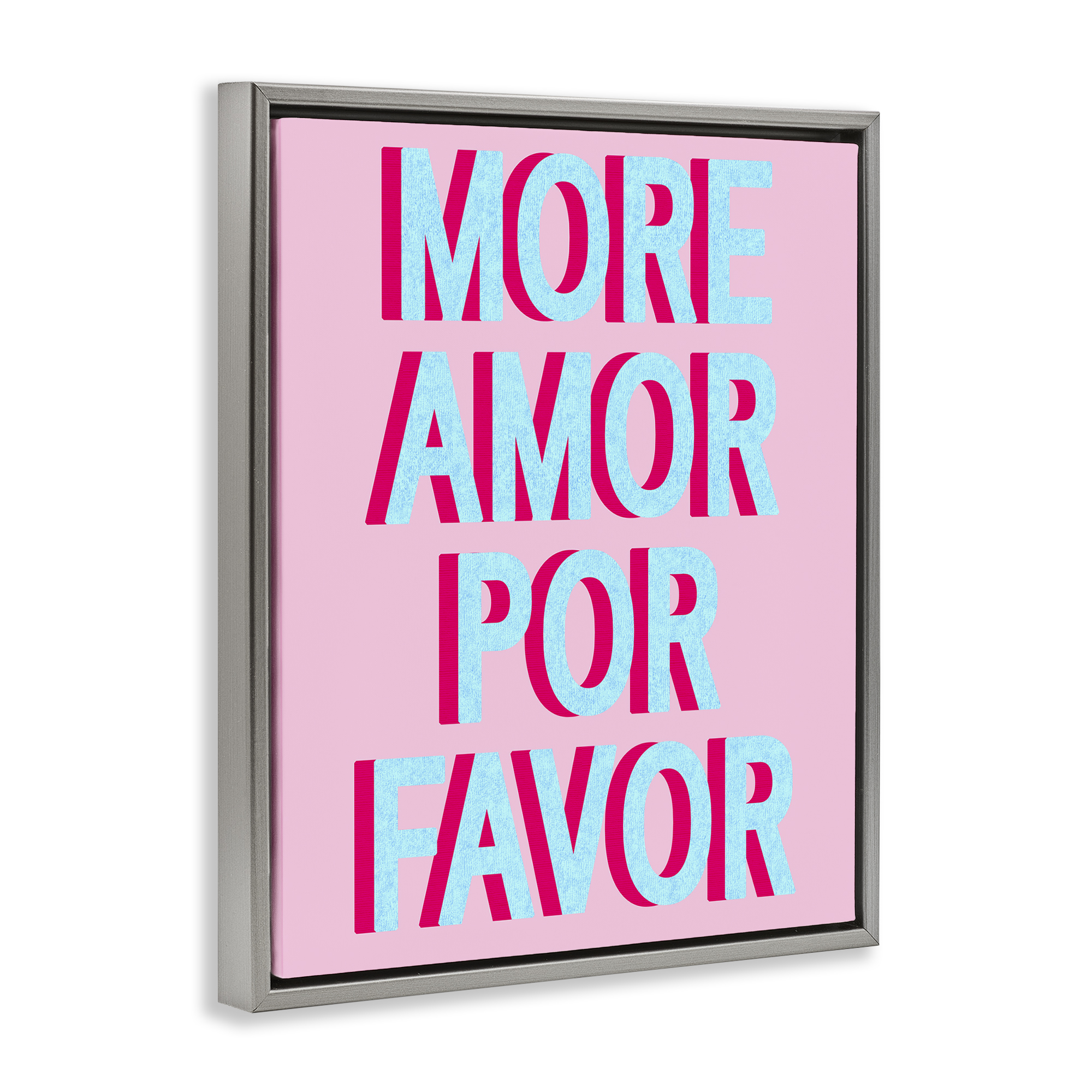 Stupell Industries More Amor Phrase Typography Painting Gray Floater Framed Art Print Wall Art, 25 x 31